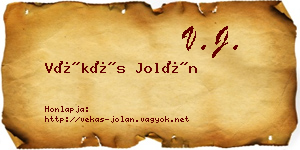 Vékás Jolán névjegykártya